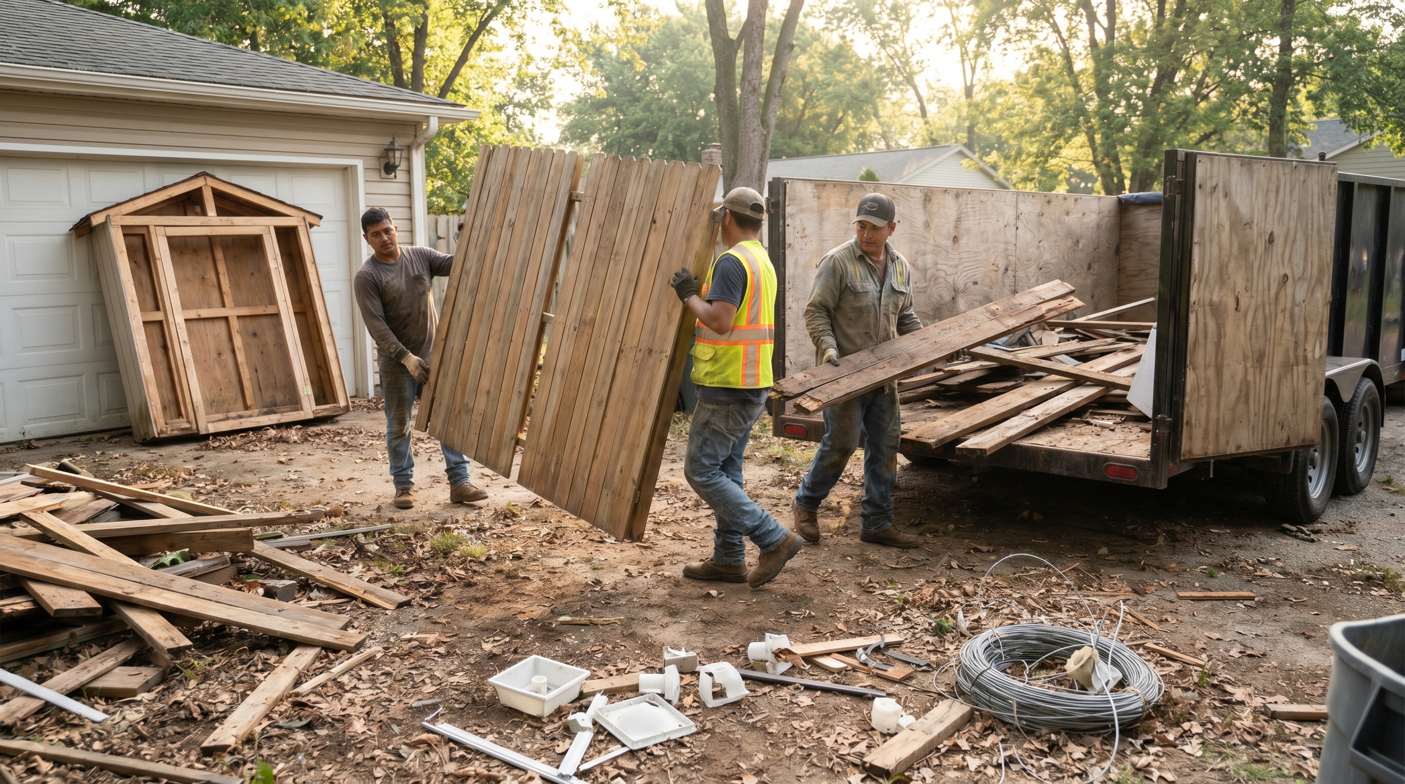 John's Junk Removal light demolition crew working in Houston